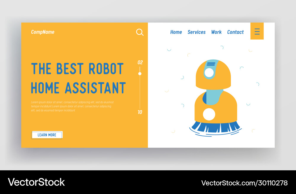 Robotics technology service landing page template vector image