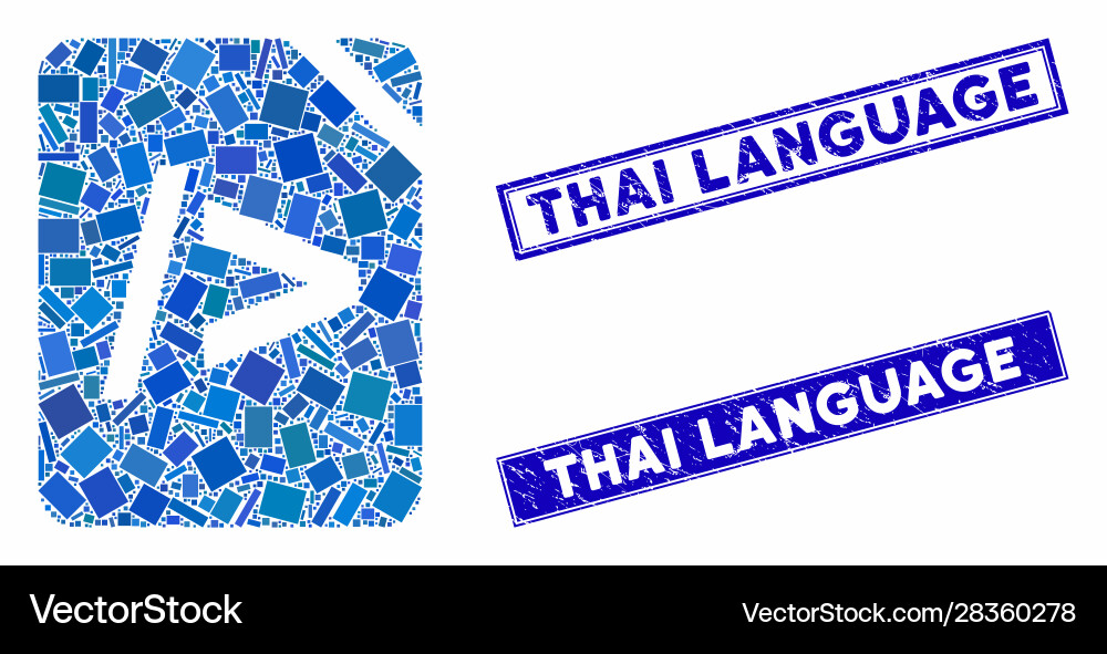 Script code mosaic and distress rectangle thai Script code mosaic and distress rectangle thai vector image