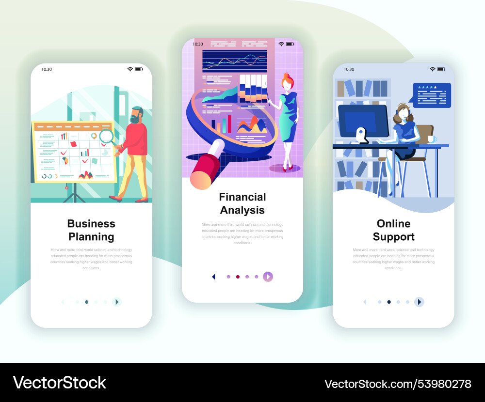 Set of onboarding screens user interface kit Set of onboarding screens user interface kit vector image