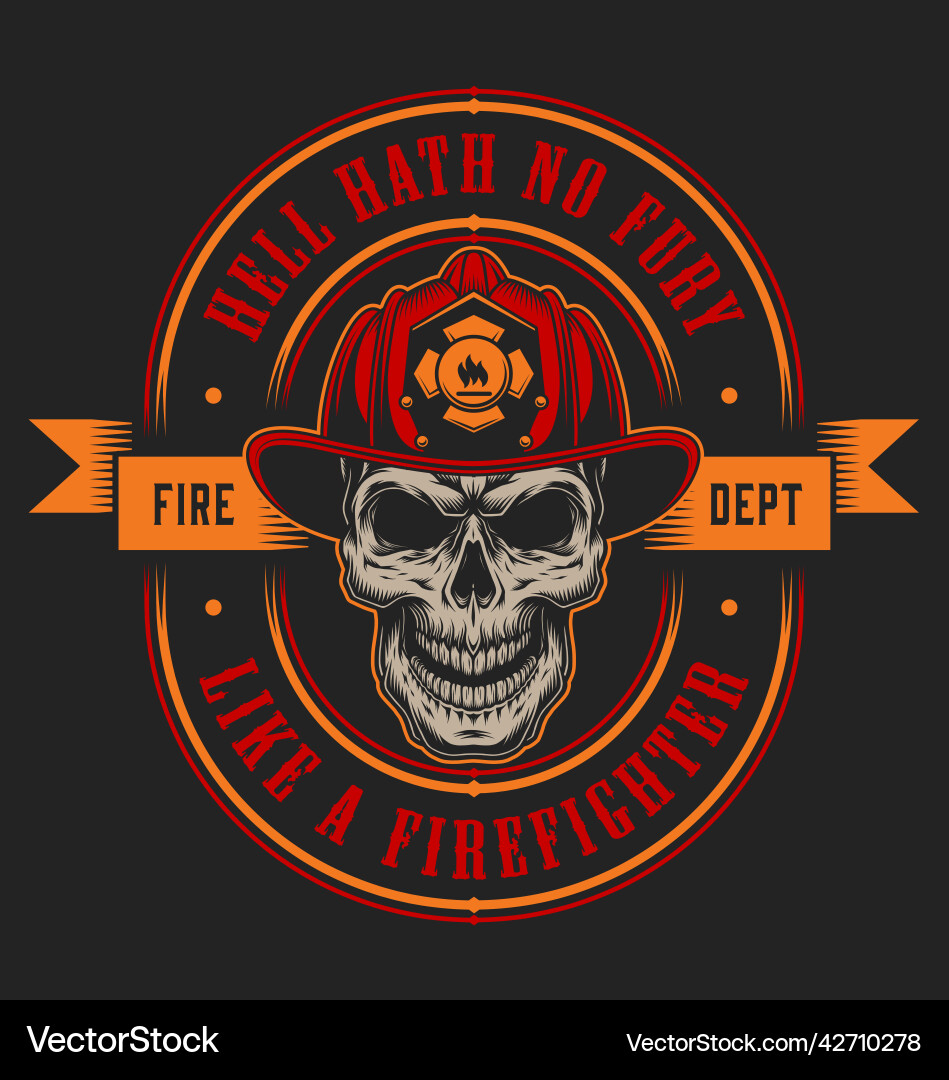 Vintage Fireman Skull Emblem Vector Image