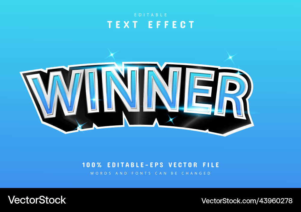 Winner text effect with blue gradient Winner text effect with blue gradient vector image