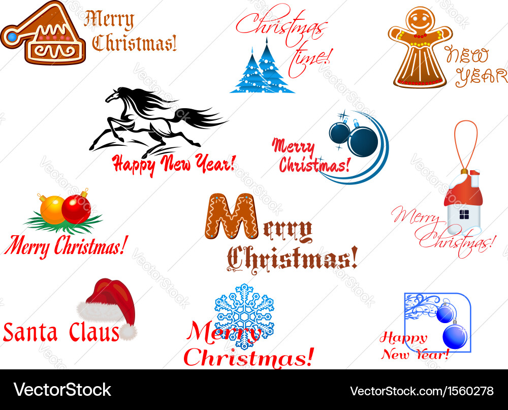 Winter holidays symbols Vector Image