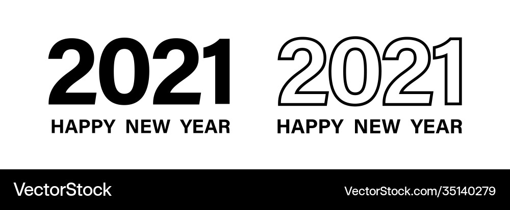 2021 happy new year line isolated element minimal vector image