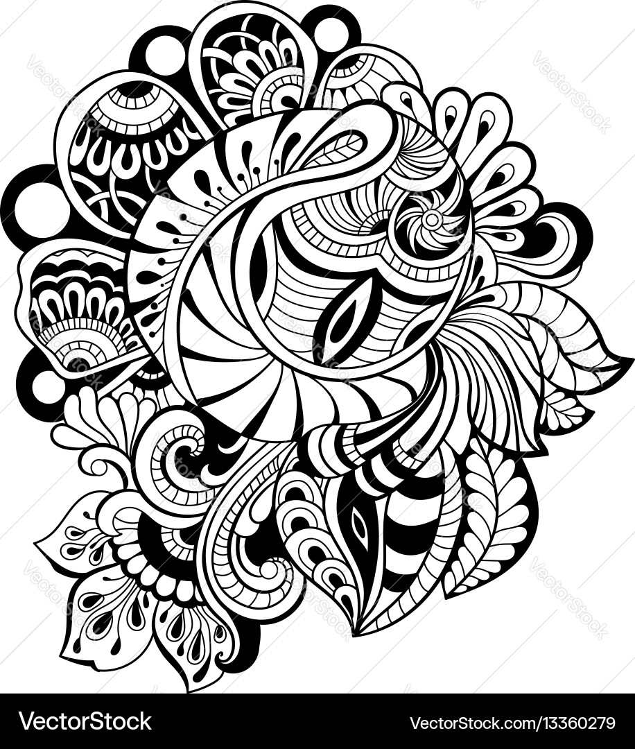 Black and white pattern in a entangle style vector image