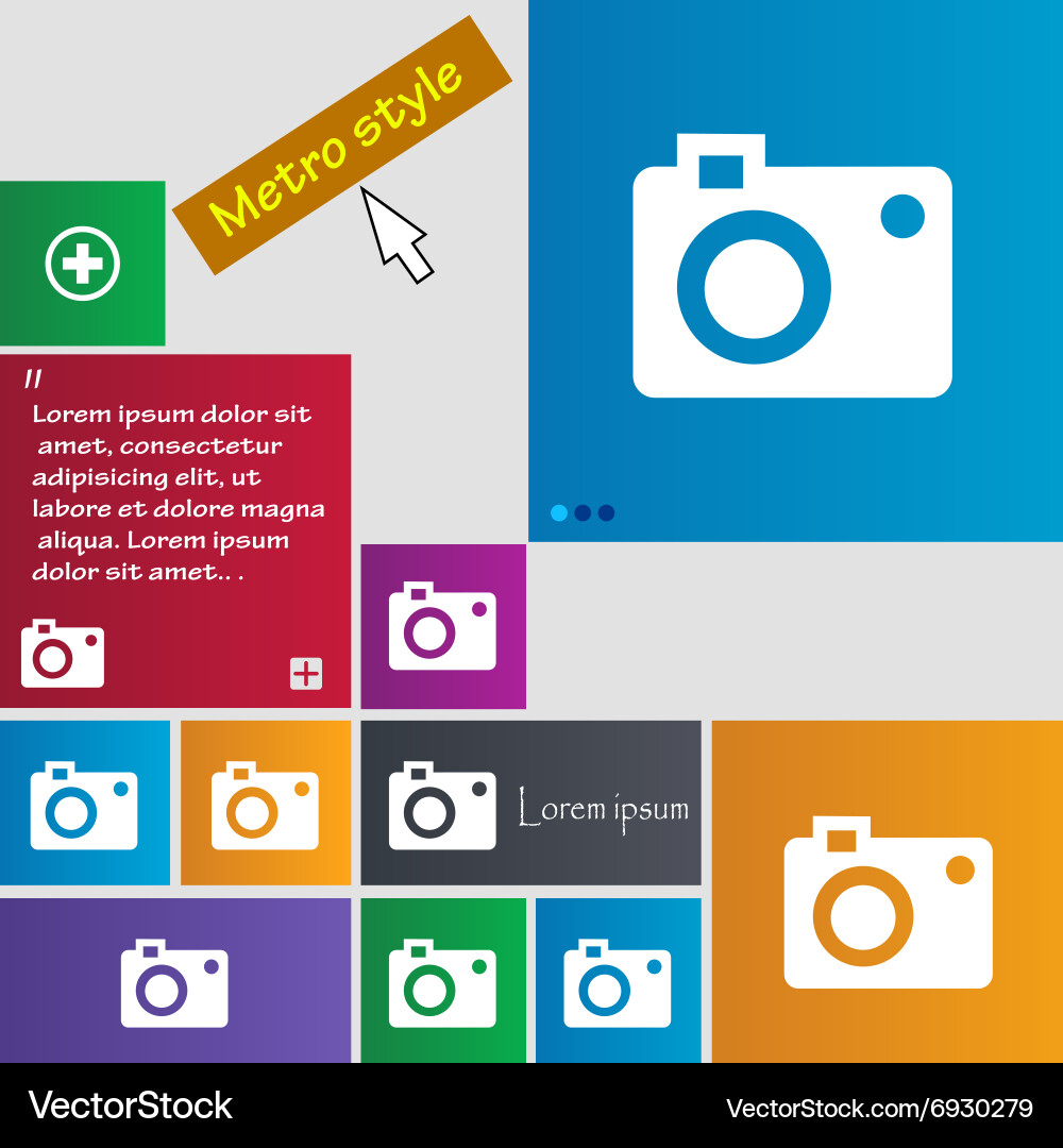 Camera icon sign buttons modern interface website vector image