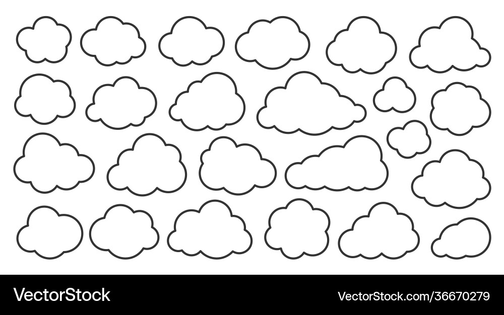 Cloud line icon set weather database network sign Cloud line icon set weather database network sign vector image