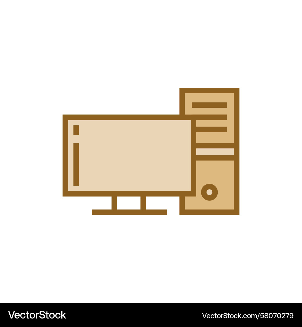 Computer Desktop Icon - Modern Style Vector Image
