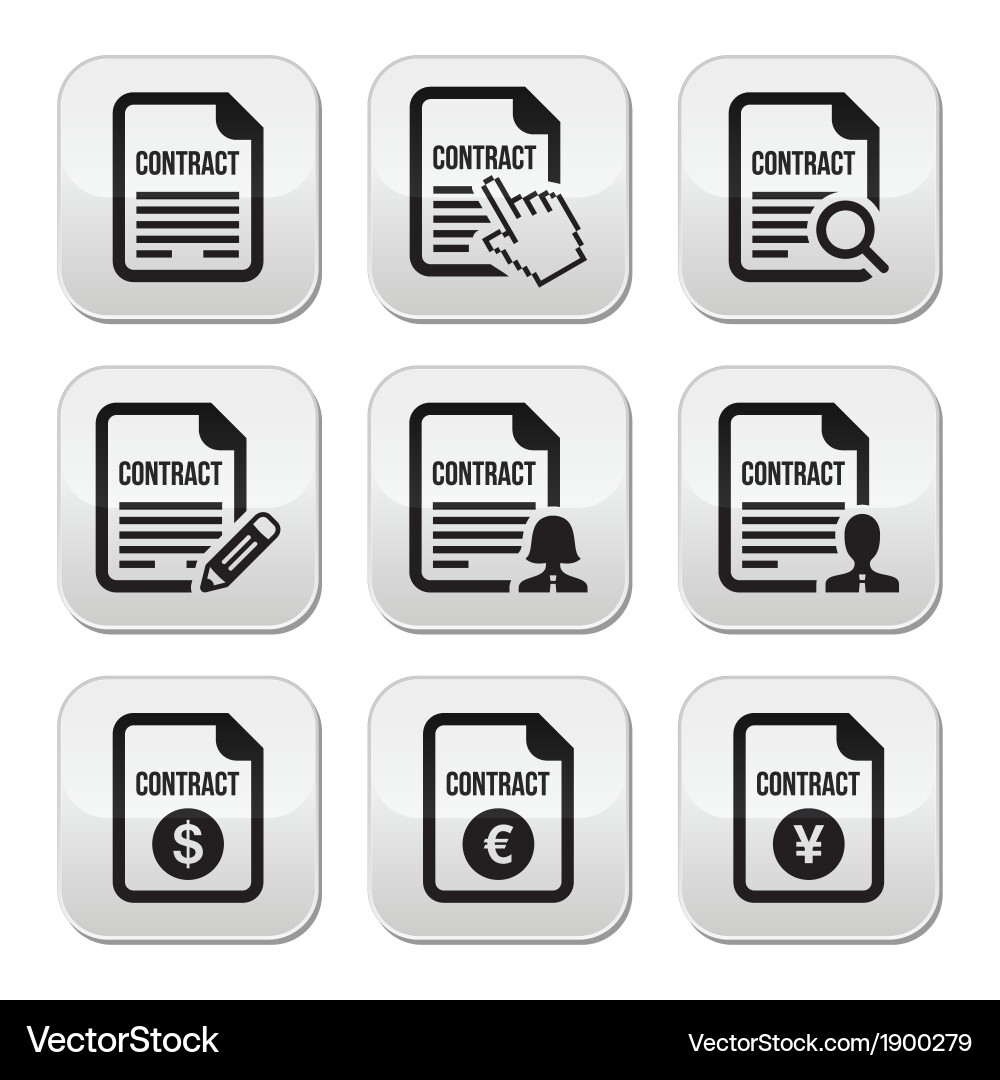 Contract Buttons - Agreement & Signature vector image