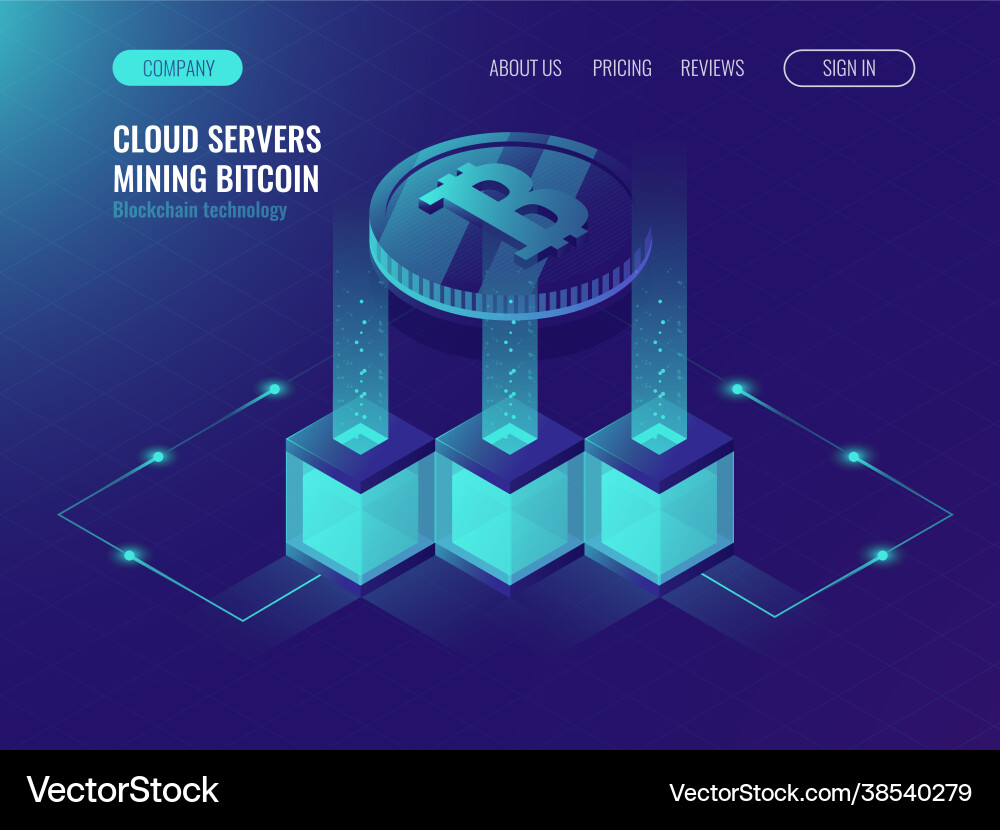 Crypto currency mining comcept block chain Vector Image