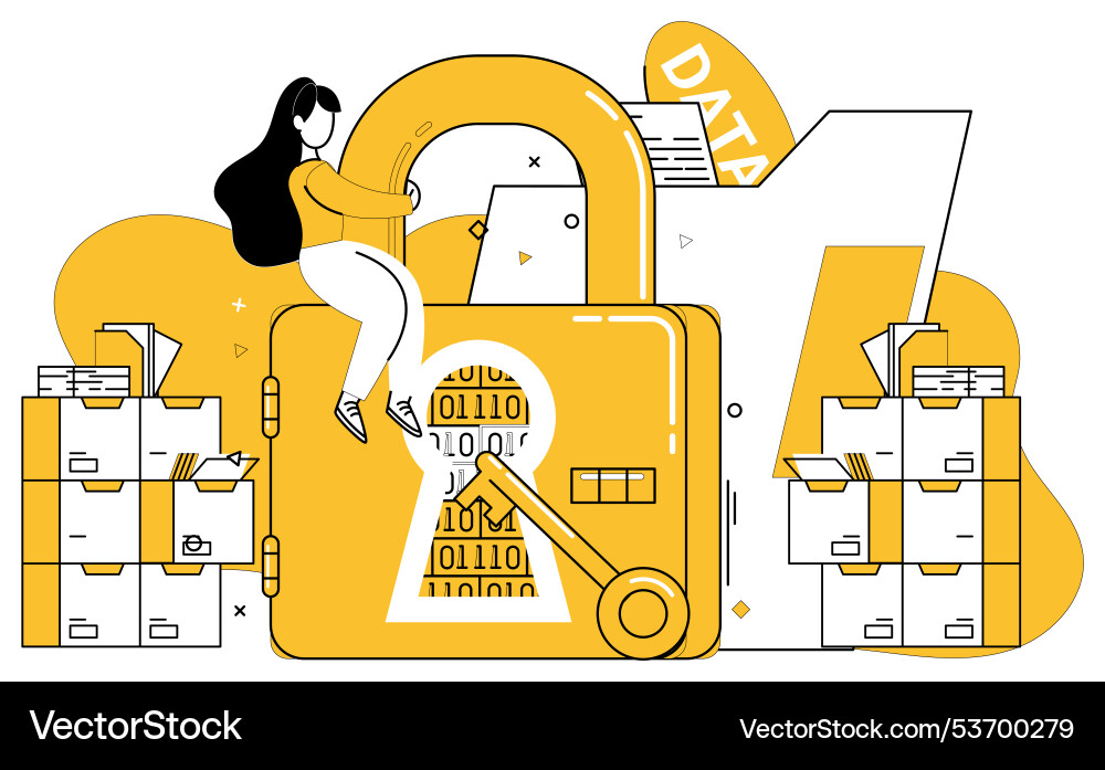 Data security protecting is like securing Data security protecting is like securing vector image