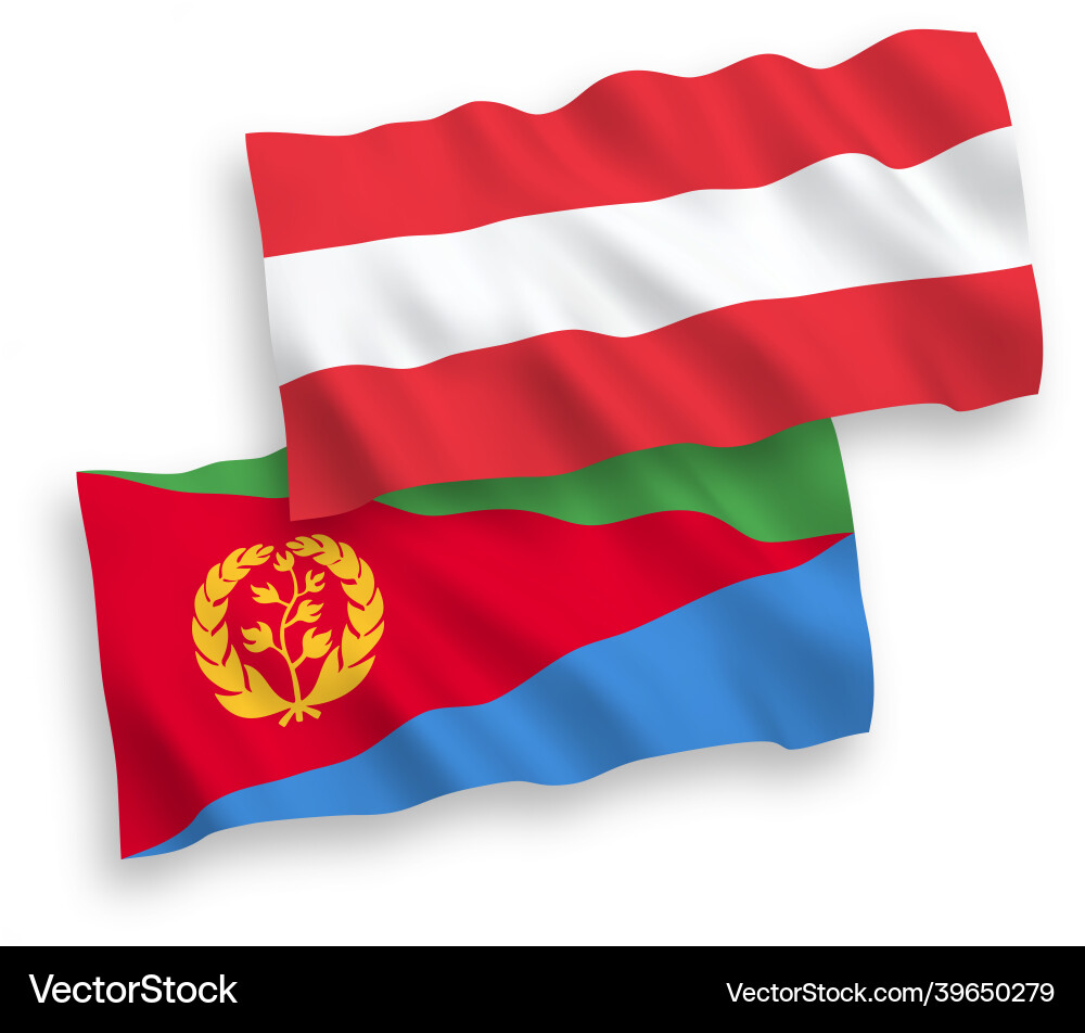Flags of austria and eritrea on a white background Flags of austria and eritrea on a white background vector image