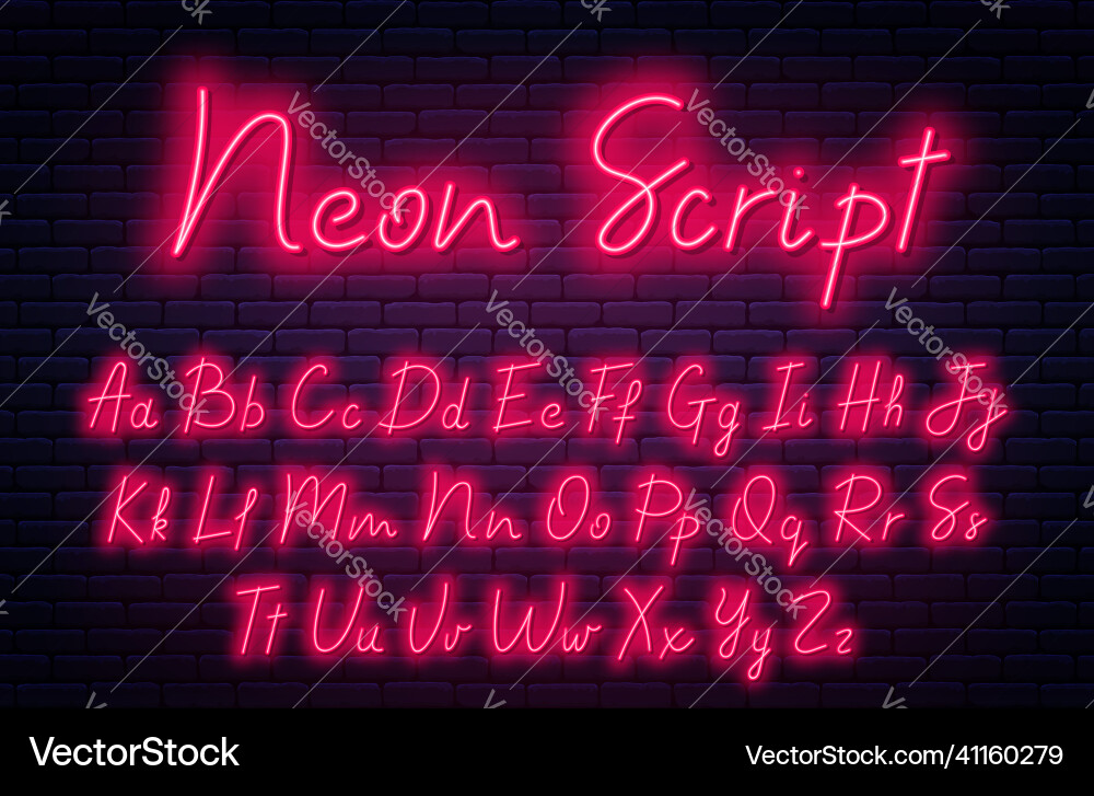 Glowing Neon Script Font vector image