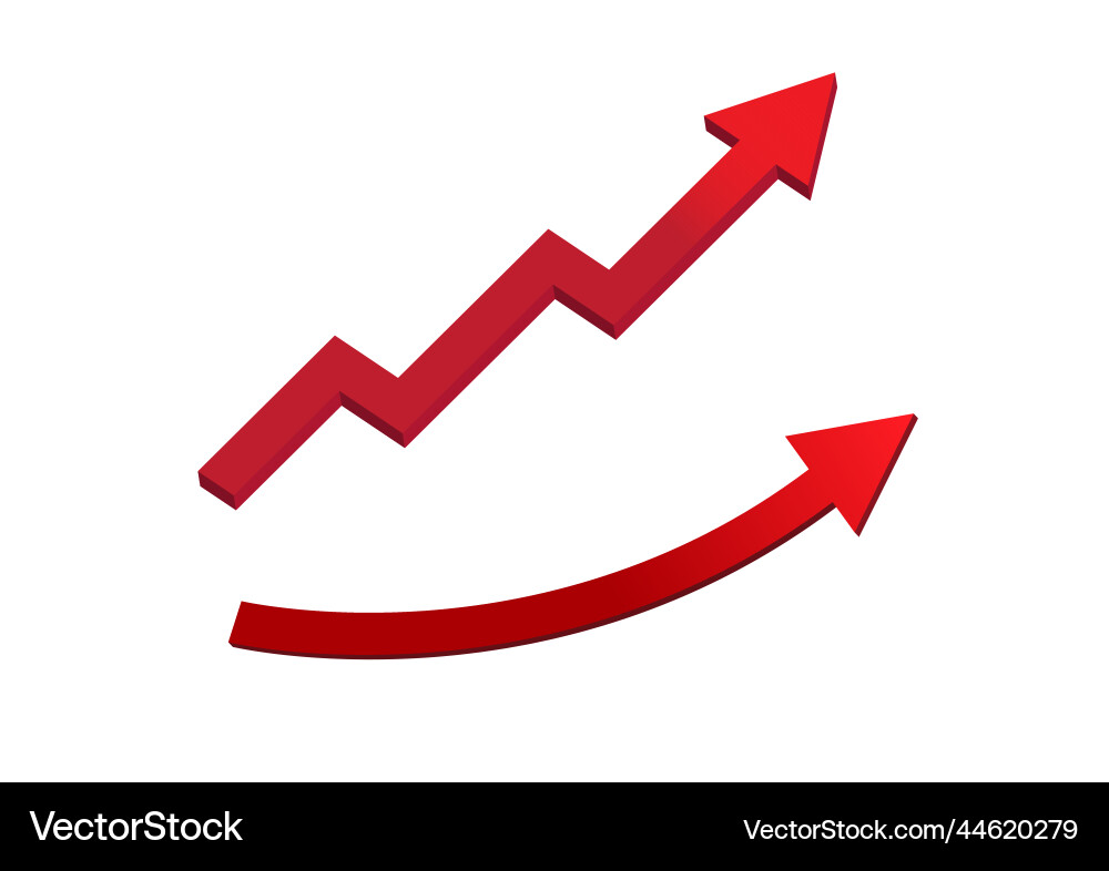 Graphics design red arrow up with white background Vector Image