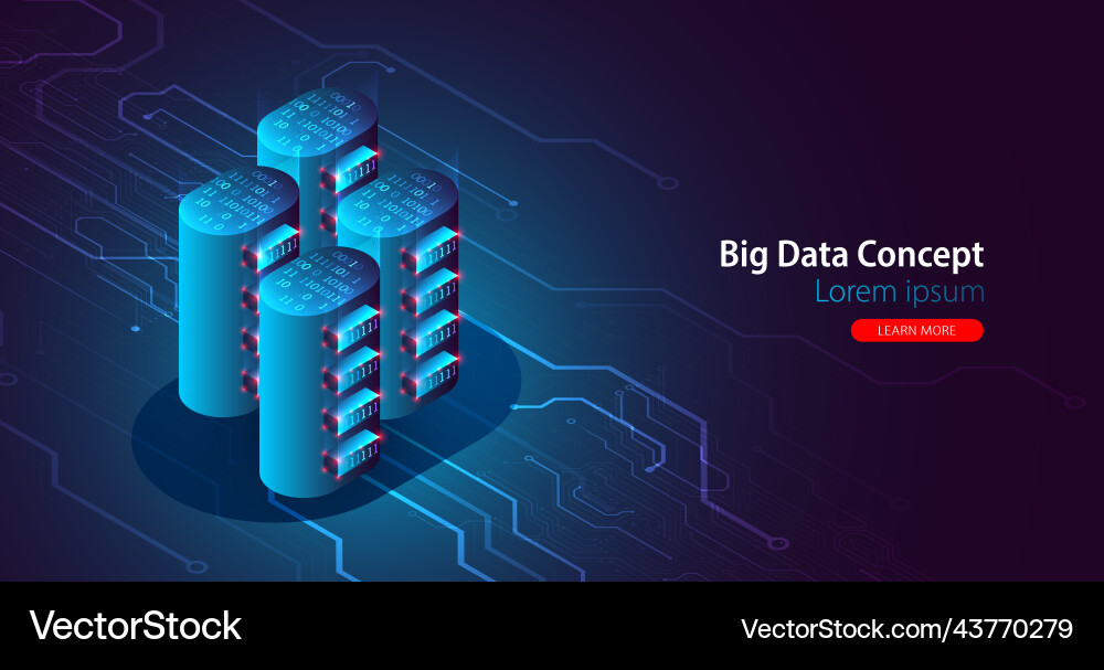 Isometric big data flow processing concept Isometric big data flow processing concept vector image