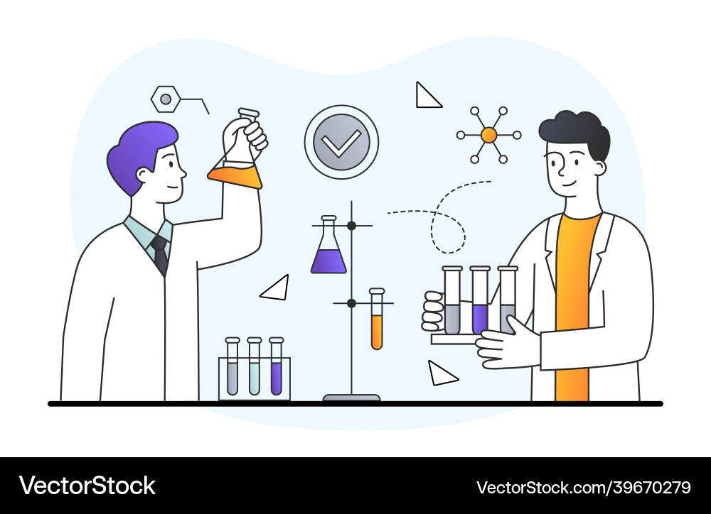 Laboratory Scientists with Flasks vector image