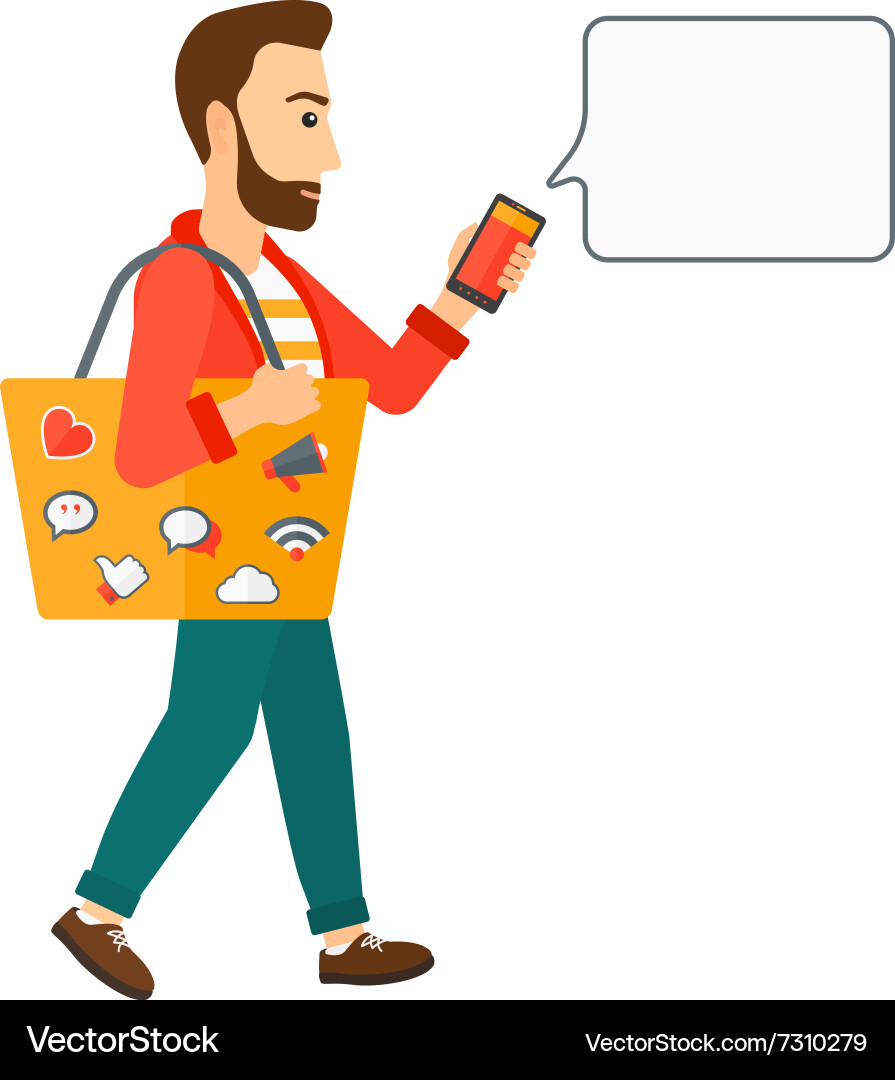 Man walking with smartphone vector image