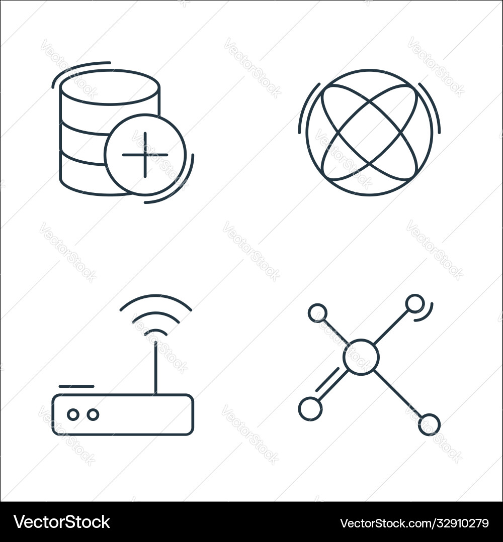 Netzwerk- und Datenbankzeilen-Symbole linearen Satz Netzwerk- und Datenbankzeilen-Symbole linearen Satz vektorbild