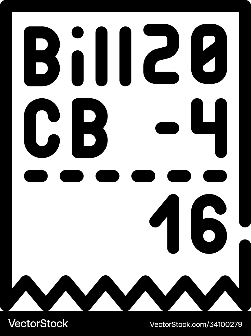 Receipt with sum and cashback line icon Vector Image