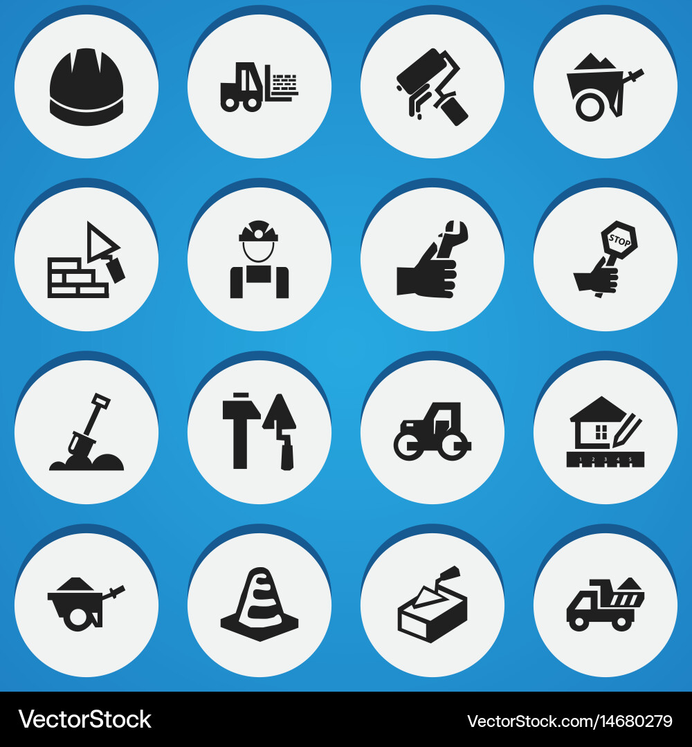 Set of 16 editable structure icons includes vector image