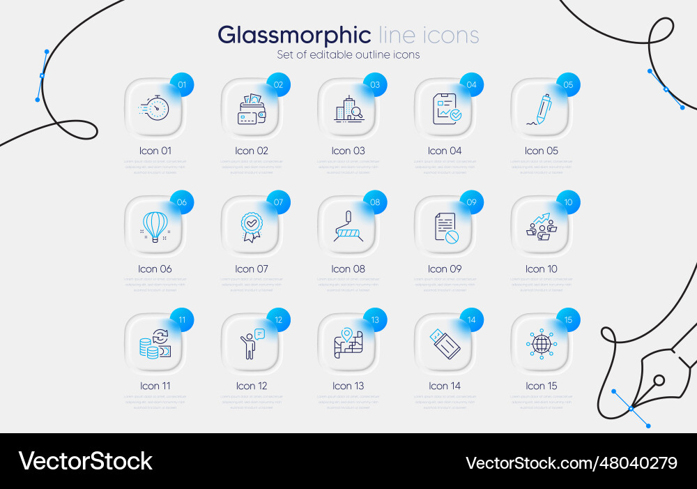 Set of timer map and international globe line Set of timer map and international globe line vector image