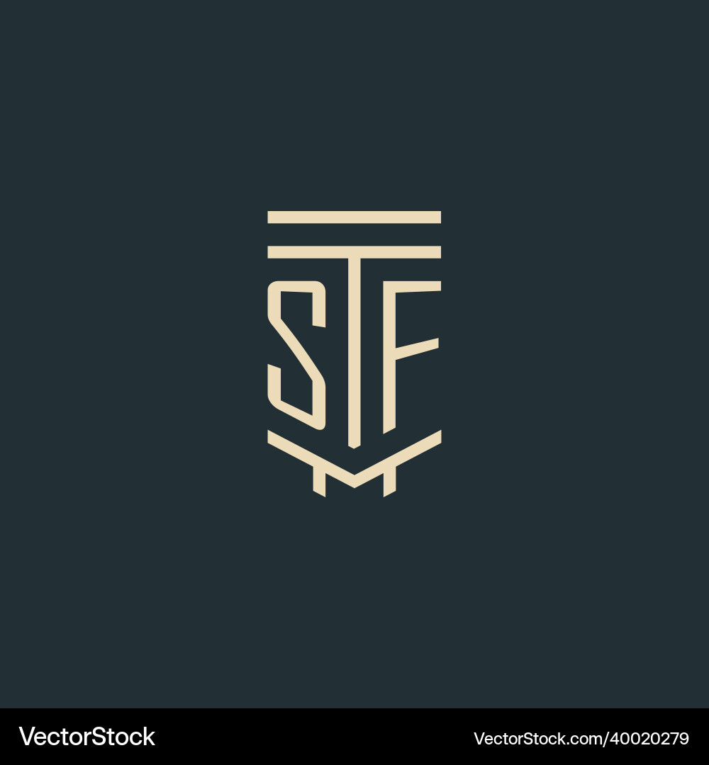 Sf Initial-Monogramm mit einfacher Linie Kunstsäule Sf Initial-Monogramm mit einfacher Linie Kunstsäule vektorbild