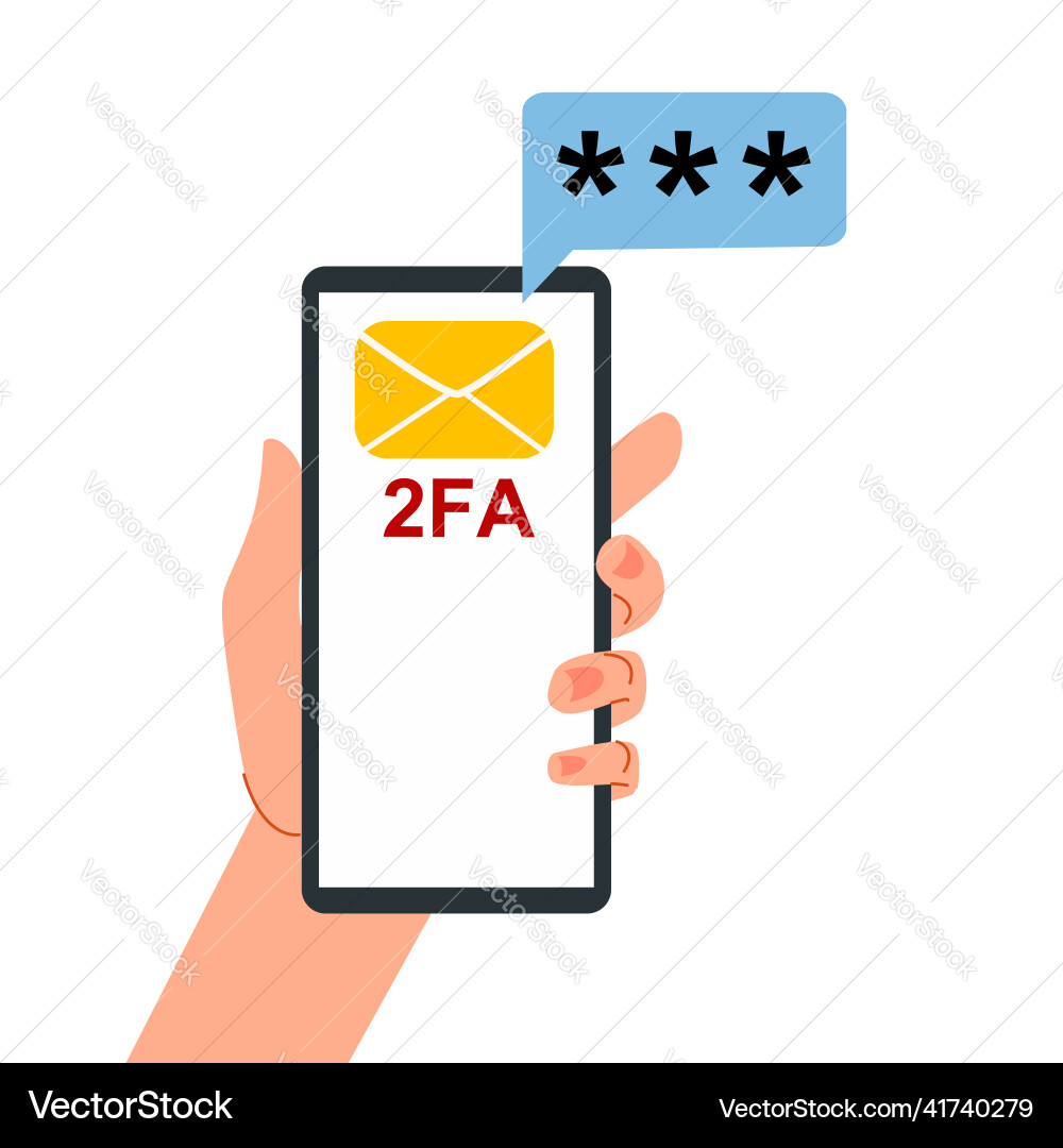 Smartphone in hand two-factor authentication Vector Image