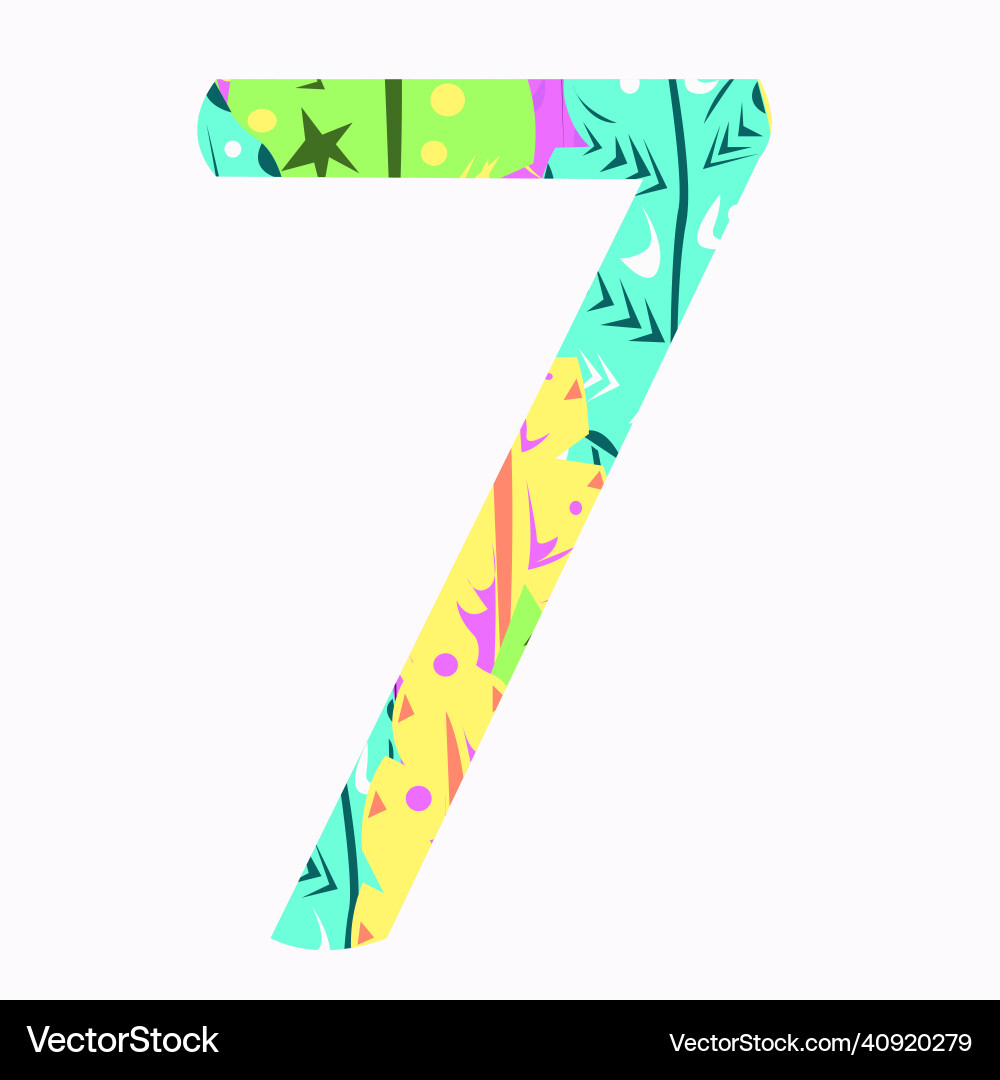 Stylized figure seven with an abstract pattern Stylized figure seven with an abstract pattern Vector Image