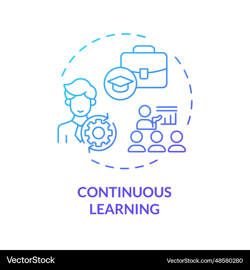 2d gradient thin line icon continuous learning 2d gradient thin line icon continuous learning vector image