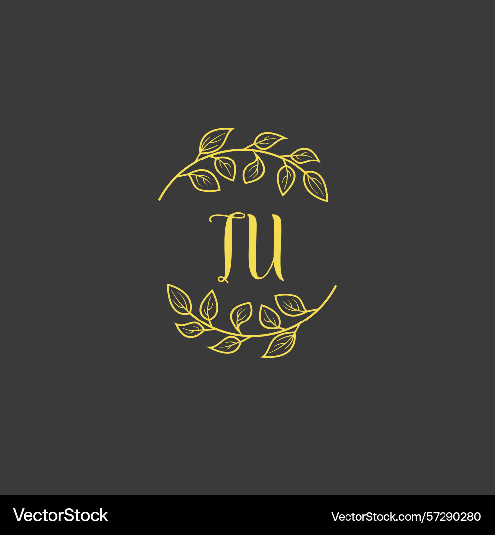 Botanical monogram logos with initial tu Botanical monogram logos with initial tu Vector Image
