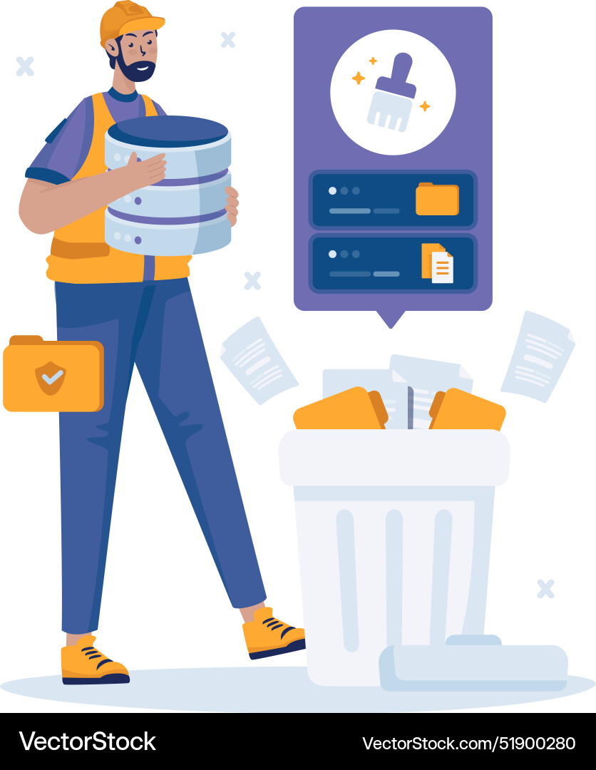 Clear storage cache system maintenance Vector Image