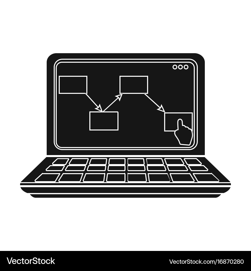 Computer with the scheme of moving goods Vector Image