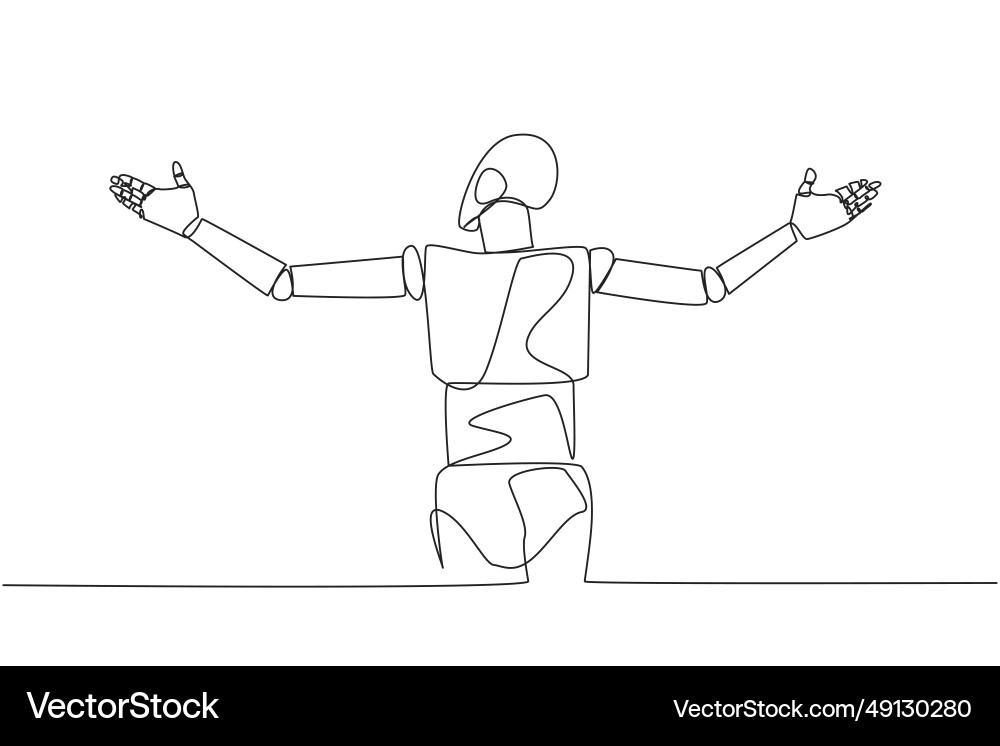 Continuous one line drawing rear view of robotic Continuous one line drawing rear view of robotic vector image