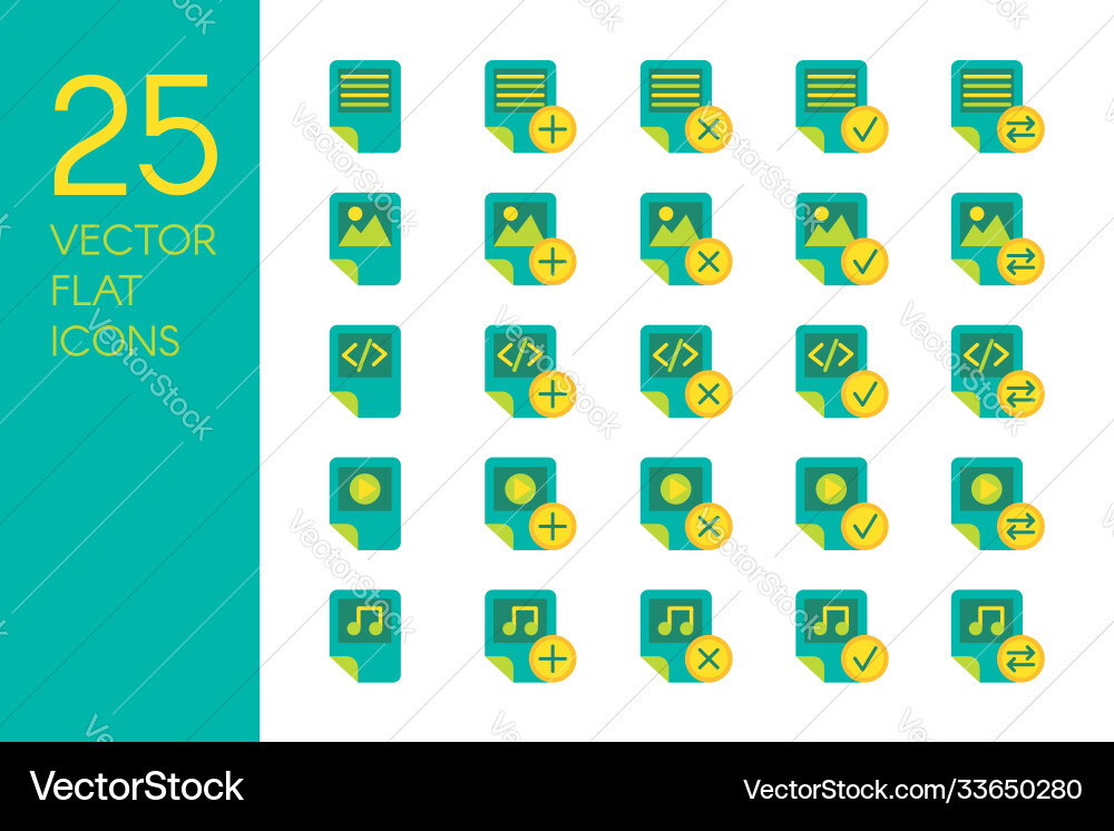 Documents and files flat icons set Documents and files flat icons set vector image