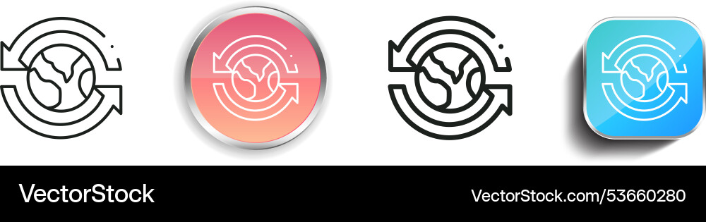 Earth icon thin linear regular and button style Earth icon thin linear regular and button style vector image