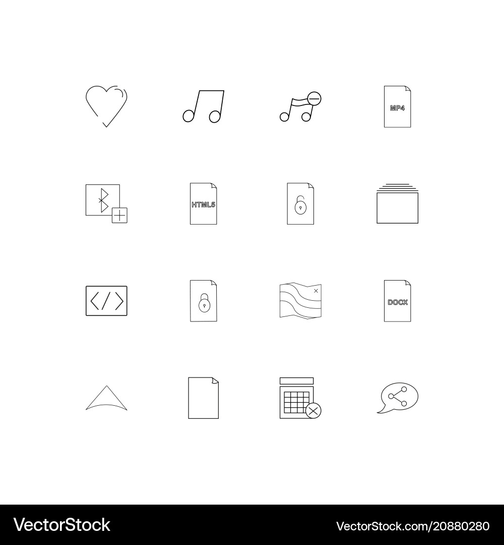 Files and folders sign linear thin icons set vector image