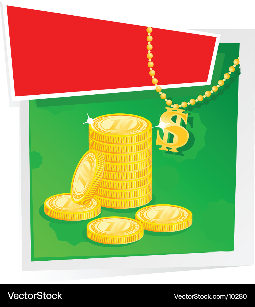 Gold Coins and Banner Vector Image