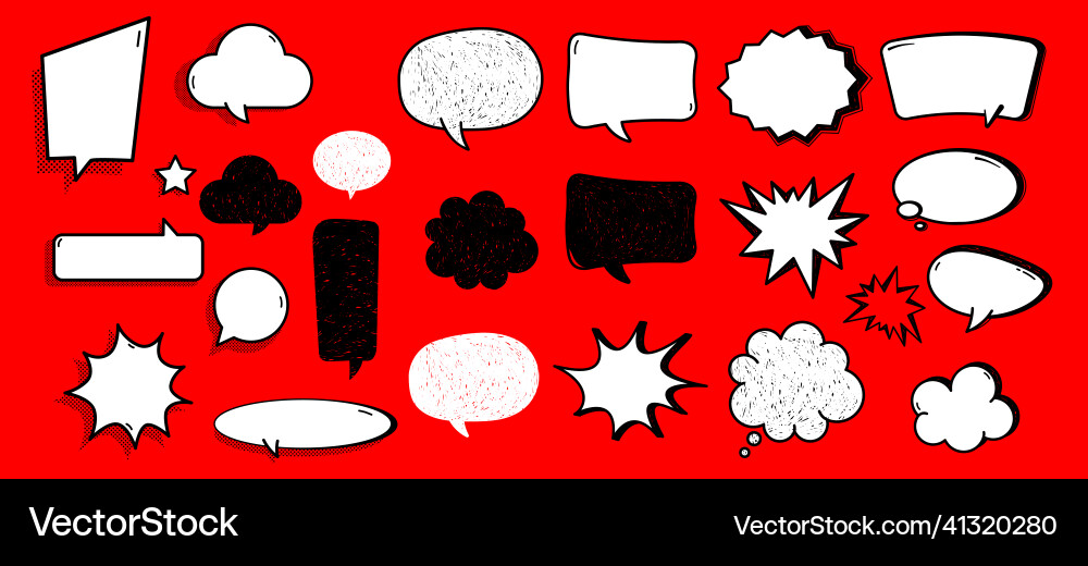 Grungy message chat speech bubble set Vector Image
