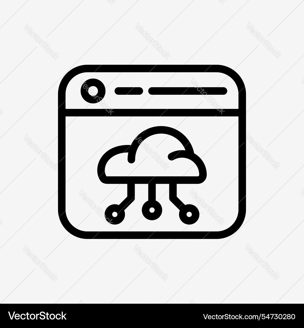 Icon line web window panel with cloud system Icon line web window panel with cloud system Vector Image