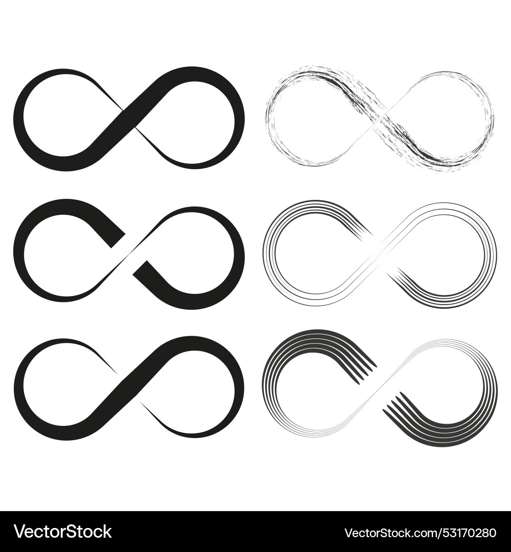 Infinity symbols set endless loop icons eternal Infinity symbols set endless loop icons eternal vector image