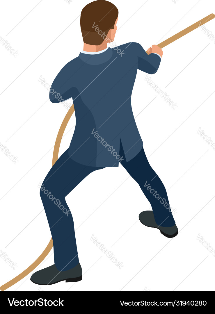 Isometric businessman isolated on write creating Vector Image