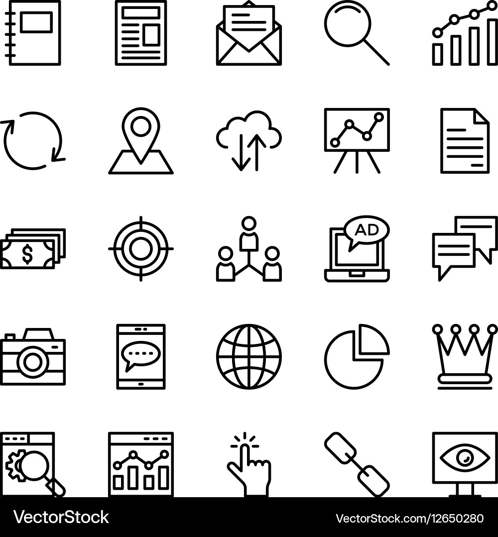 Marketing & SEO Icons Set Vector Image