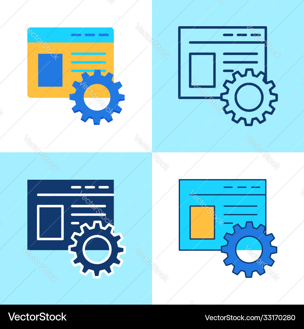 Page optimization icon set in flat and line style Page optimization icon set in flat and line style vector image