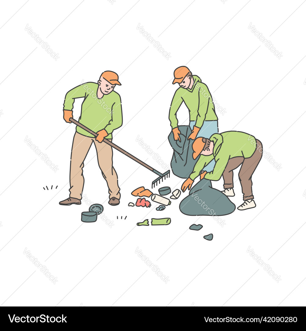 People clean environment from trash and sorting People clean environment from trash and sorting vector image