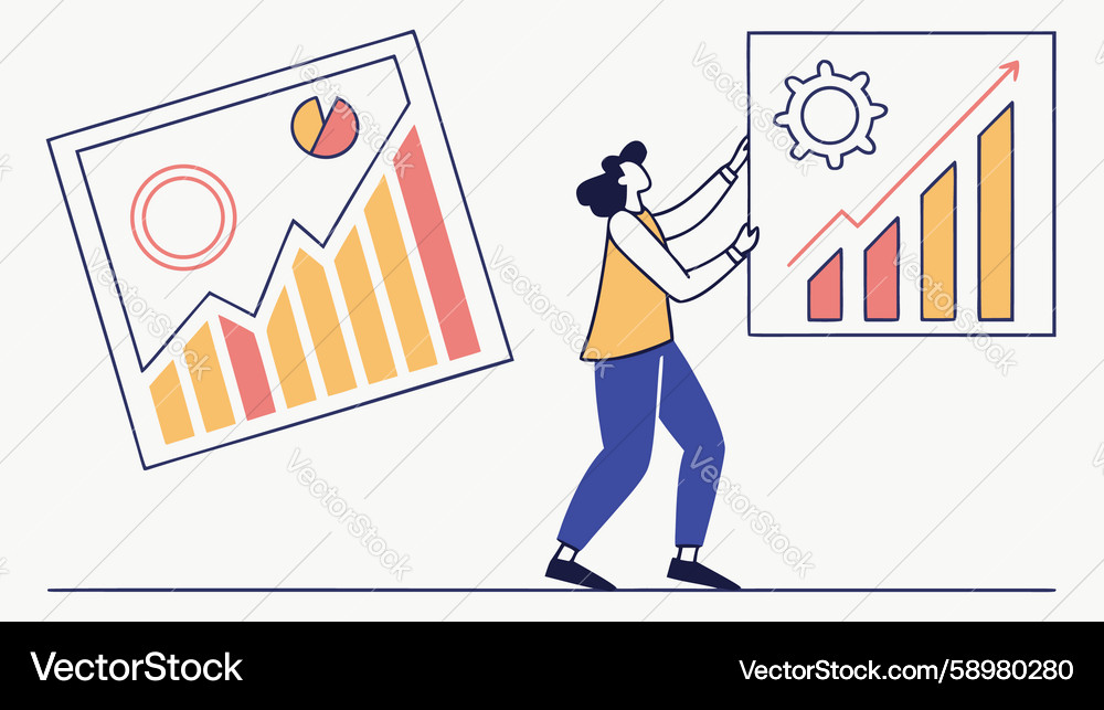Person adjusting data chart and graph design Vector Image