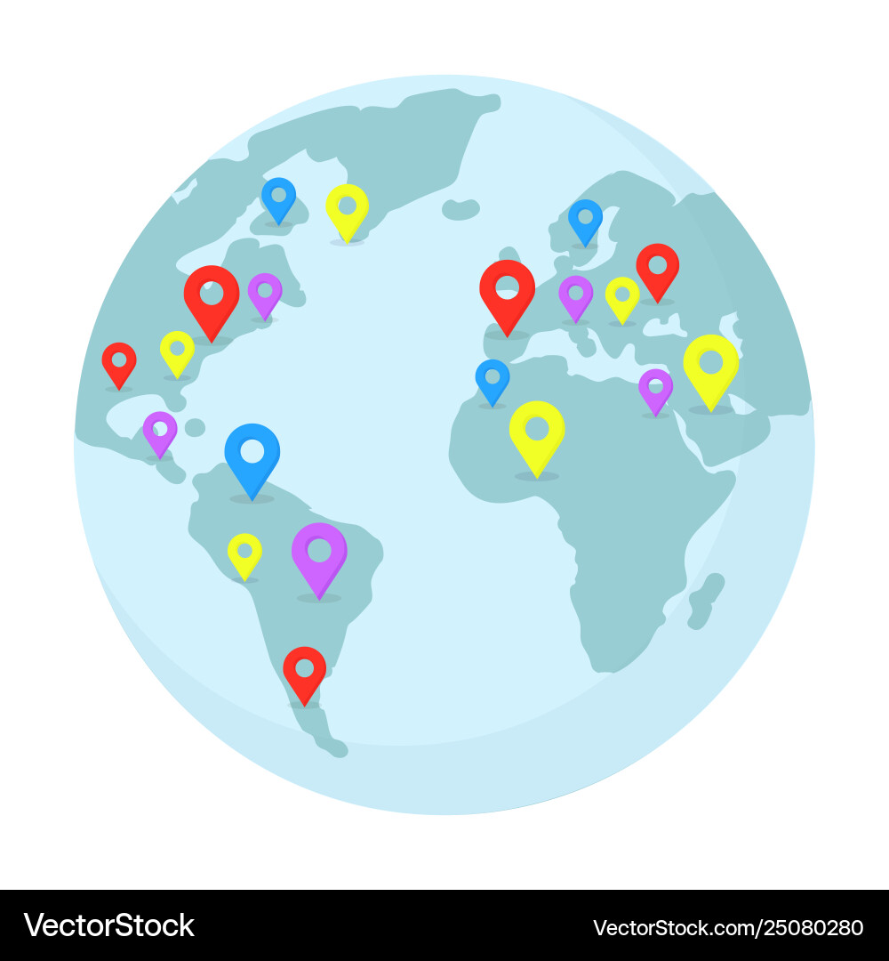 Planet earth with multicolor pointers Planet earth with multicolor pointers Vector Image