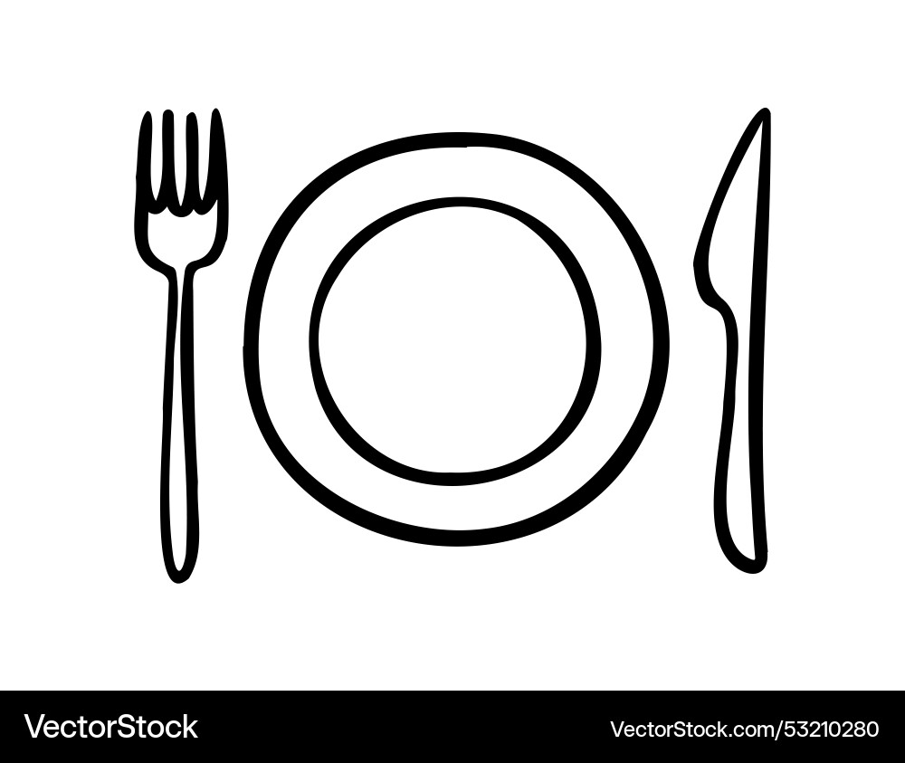 Plate with Knife and Fork - Table Setting vector image