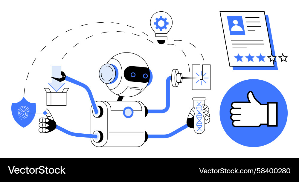 Robot Automation & Quality Control Vector Image