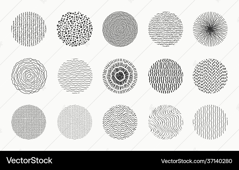 Round Pattern Doodle Set vector image
