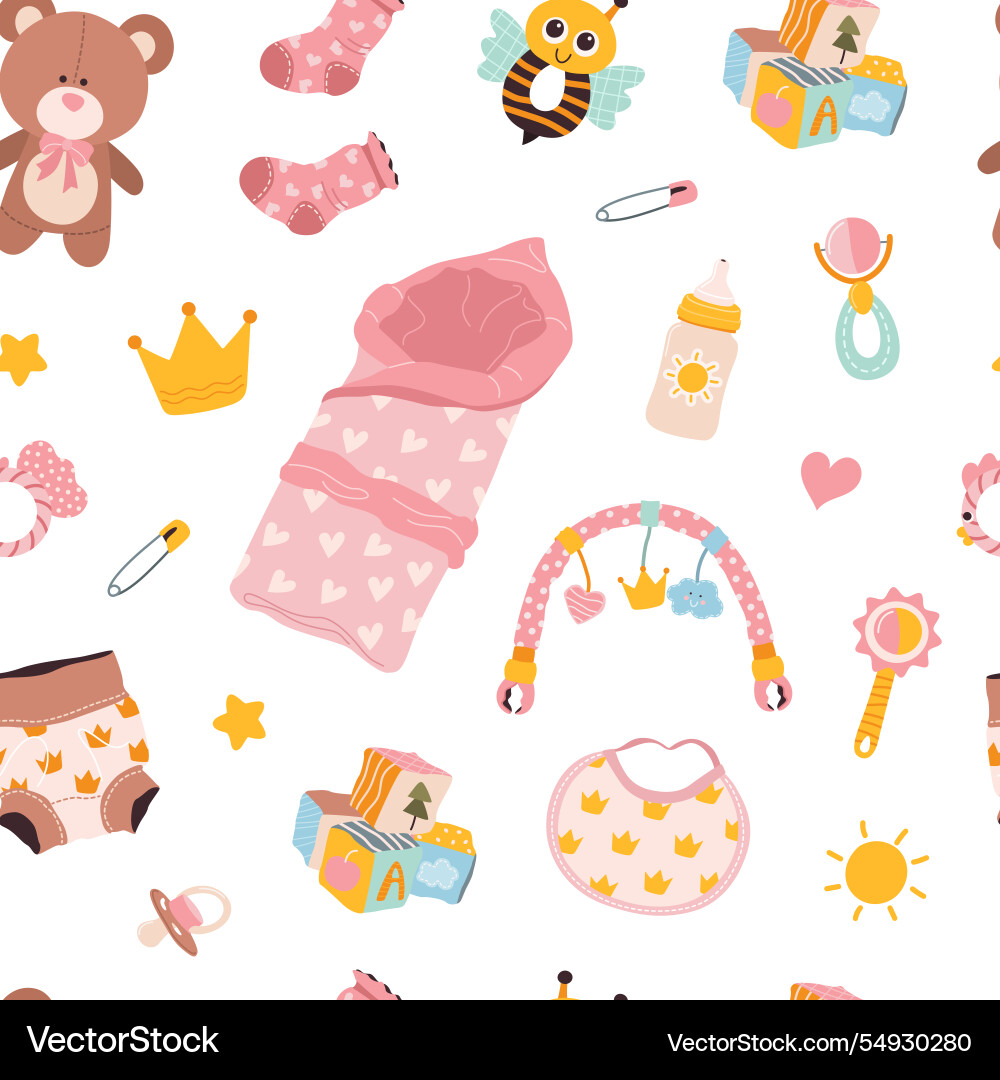 Seamless pattern for babies cute childish print Seamless pattern for babies cute childish print Vector Image