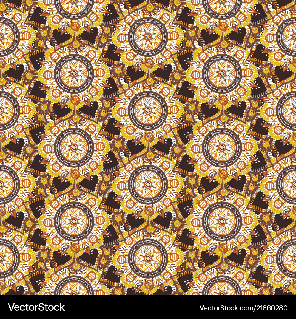 Seamless repeating pattern of mandalas Seamless repeating pattern of mandalas vector image